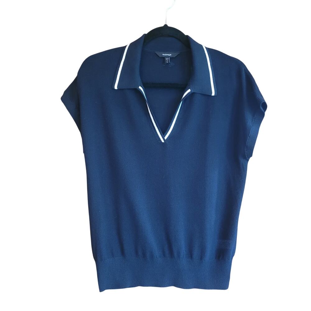 Radmor Black Sweater Vest SZ L Collared V Neck Knit Golf Preppy Old Money Eco